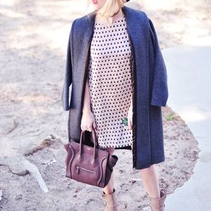 COOL polk dot Shift Dress bow in neutral colors by MAYLA size US 6 Silk